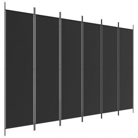 6-Panel Room Divider Black 300x200 cm Fabric