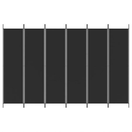 6-Panel Room Divider Black 300x200 cm Fabric