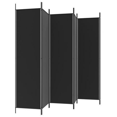 6-Panel Room Divider Black 300x200 cm Fabric