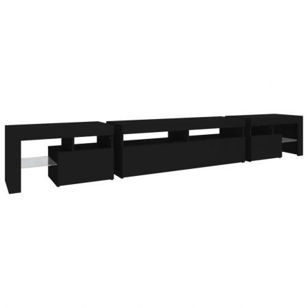 TV Cabinet with LED Lights Black 260x36.5x40 cm