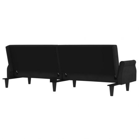 Sofa Bed with Armrests Black Velvet