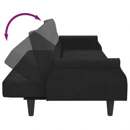 Sofa Bed with Armrests Black Velvet