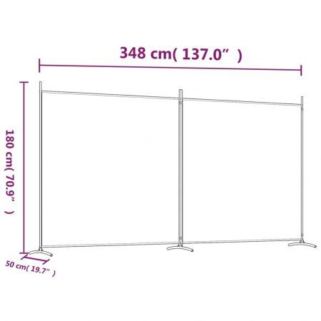 2-Panel Room Divider White 348x180 cm Fabric