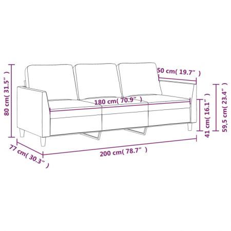 3-Seater Sofa Cappuccino 180 cm Faux Leather