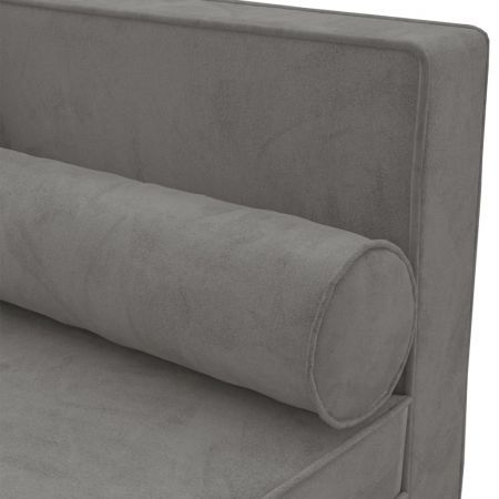 Chaise Lounge with Cushions and Bolster Light Grey Velvet