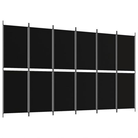 6-Panel Room Divider Black 300x180 cm Fabric