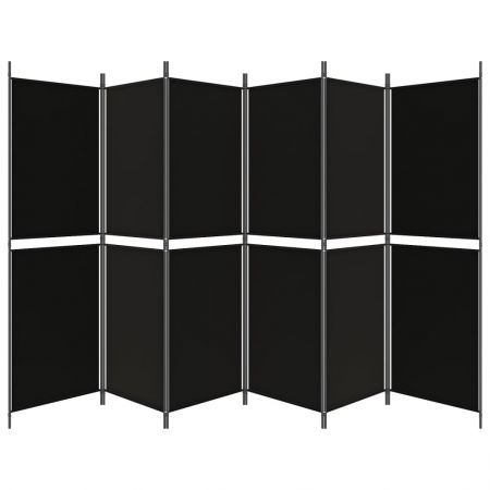 6-Panel Room Divider Black 300x180 cm Fabric