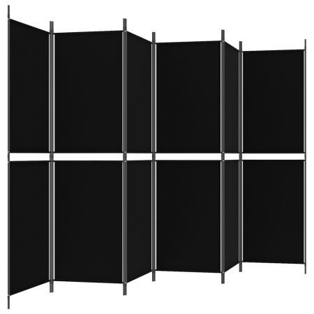 6-Panel Room Divider Black 300x180 cm Fabric