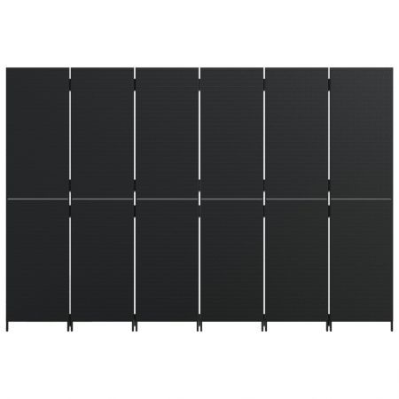 Room Divider 6 Panels Black Poly Rattan