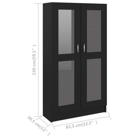 Vitrine Cabinet Black 82.5x30.5x150 cm Engineered Wood