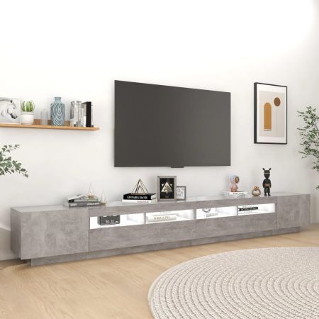 TV Cabinet with LED Lights Concrete Grey 300x35x40 cm