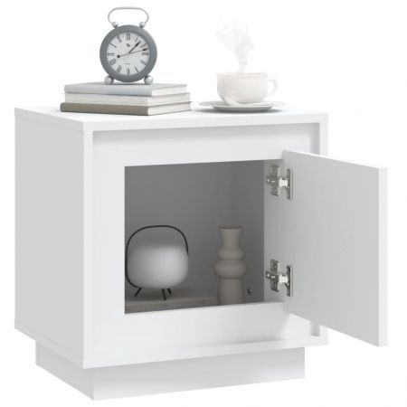 Bedside Cabinet White 44x35x45 cm Engineered Wood