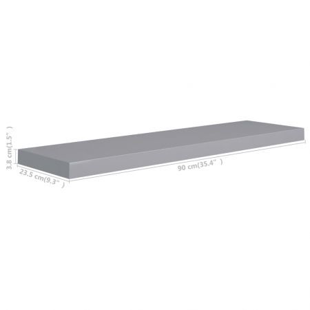 Floating Wall Shelf Grey 90x23.5x3.8 cm MDF