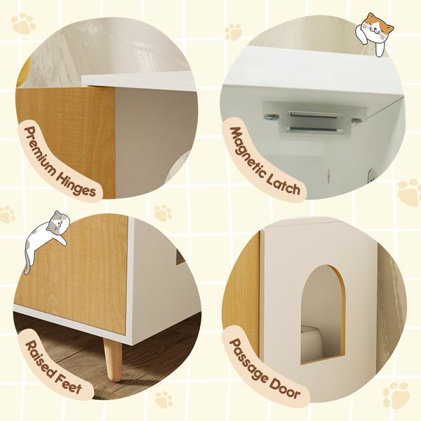 3 In 1 Cat Litter Box Enclosure Hidden Pet Bed House Side Console Table Hallway Indoor Cabinet Modern