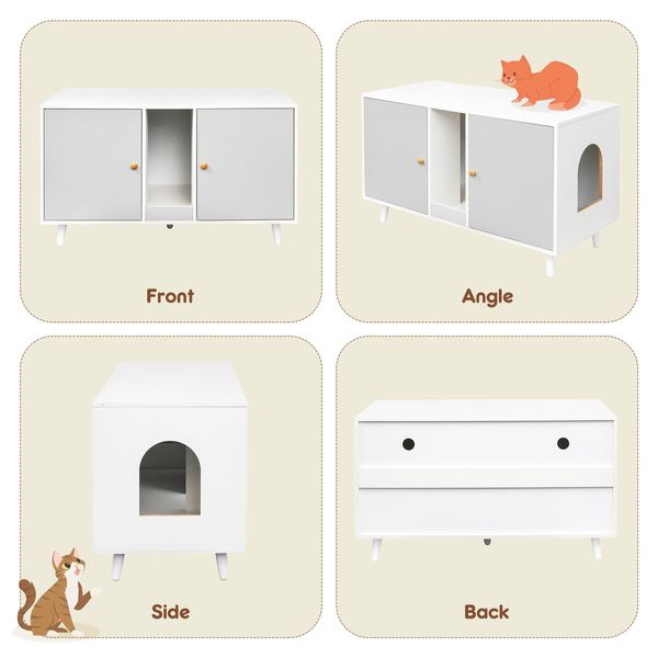 Cat Litter Box Enclosure 3in1 Bed House Kitty Cave Storage Cabinet Pet Toilet Console Table Modern Furniture