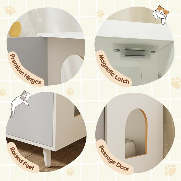 Cat Litter Box Enclosure 3in1 Bed House Kitty Cave Storage Cabinet Pet Toilet Console Table Modern Furniture