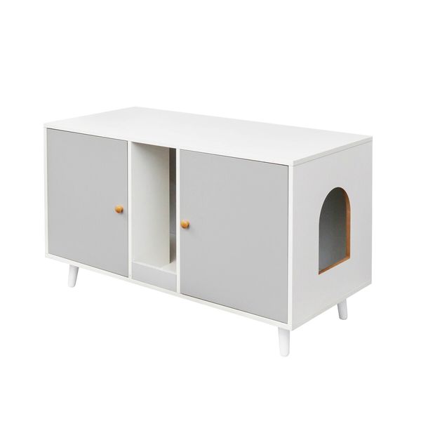 Cat Litter Box Enclosure 3in1 Bed House Kitty Cave Storage Cabinet Pet Toilet Console Table Modern Furniture