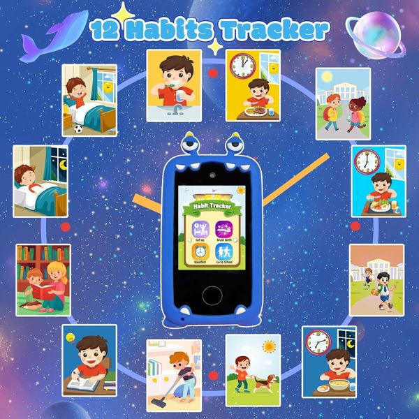 Kids Smart Phone Toys for 4-6 Years Old Boys, Touch Screen MP3 Player, Dual Camera Learning Toys Birthday Gifts