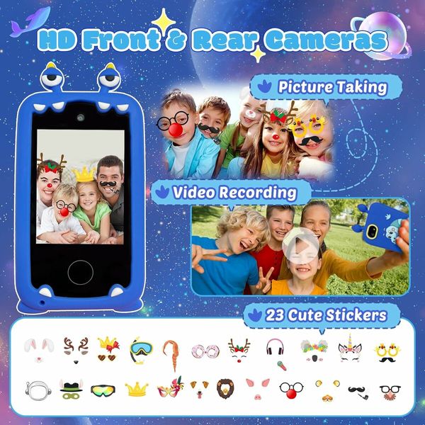 Kids Smart Phone Toys for 4-6 Years Old Boys, Touch Screen MP3 Player, Dual Camera Learning Toys Birthday Gifts