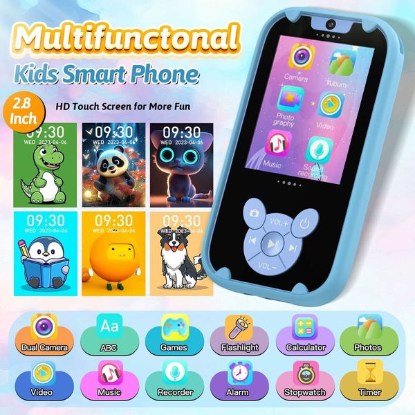 Kids Smart Phone Toys, Touch Screen MP3 Player,Learning Toys,Smart Kids Camera Christmas Birthday Gifts Toys for Girls Boys,Blue