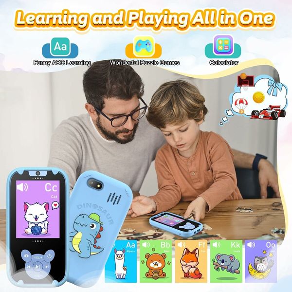 Kids Smart Phone Toys, Touch Screen MP3 Player,Learning Toys,Smart Kids Camera Christmas Birthday Gifts Toys for Girls Boys,Blue