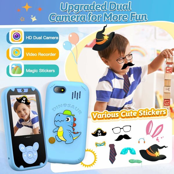 Kids Smart Phone Toys, Touch Screen MP3 Player,Learning Toys,Smart Kids Camera Christmas Birthday Gifts Toys for Girls Boys,Blue