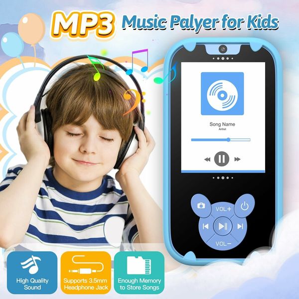 Kids Smart Phone Toys, Touch Screen MP3 Player,Learning Toys,Smart Kids Camera Christmas Birthday Gifts Toys for Girls Boys,Blue