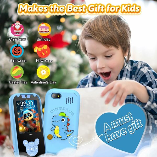 Kids Smart Phone Toys, Touch Screen MP3 Player,Learning Toys,Smart Kids Camera Christmas Birthday Gifts Toys for Girls Boys,Blue