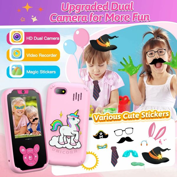 Kids Smart Phone Toys, Touch Screen MP3 Player,Learning Toys,Smart Kids Camera Christmas Birthday Gifts Toys for Girls Boys,Pink