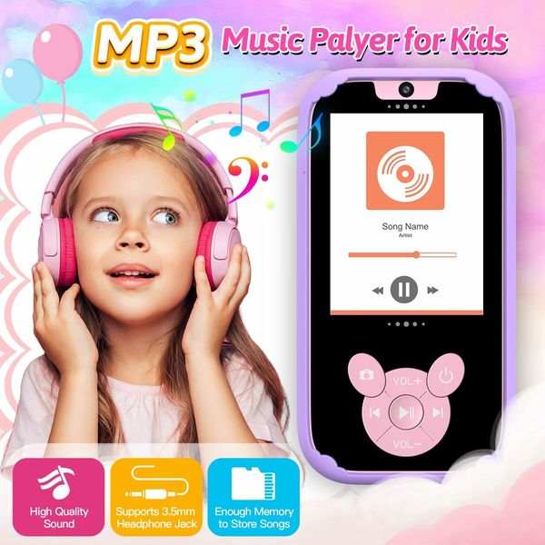 Kids Smart Phone Toys, Touch Screen MP3 Player,Learning Toys,Smart Kids Camera Christmas Birthday Gifts Toys for Girls Boys,Purple