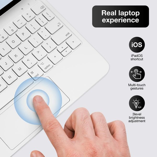 Magic Magnetic Keyboard for 11inch iPad,Slim Keyboard Cover,3 Brightness Levels,Multi-Touch Trackpad - White