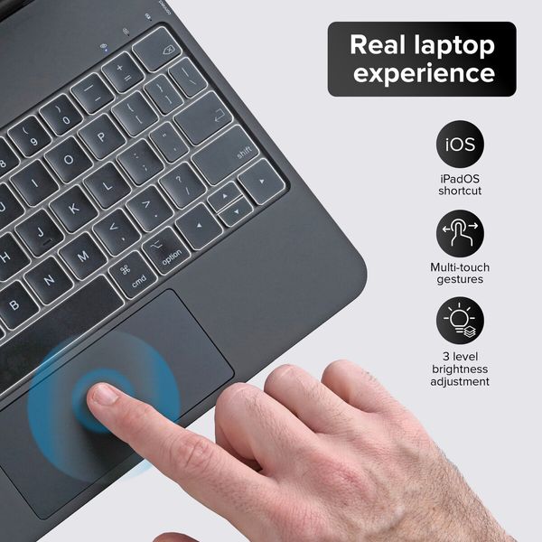 Magic Magnetic Keyboard for 11inch iPad,Slim Keyboard Cover,3 Brightness Levels,Multi-Touch Trackpad -Black