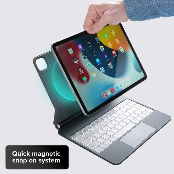 Magic Magnetic Keyboard for 11inch iPad,Slim Keyboard Cover,3 Brightness Levels,Multi-Touch Trackpad -Black