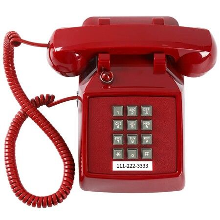 Traditional Red Landline Phone,Retro Corded Telephone with Message Indicator,Classic 2500 Analog Desk Phone,Vintage Corded Desk Telephone Large Button,Old Red Telephone Landline (Red)