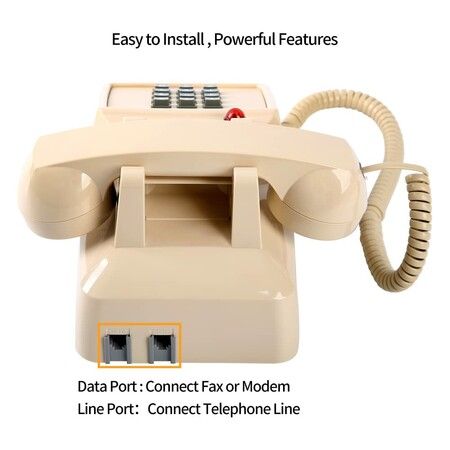 Traditional Landline Phone,Retro Corded Telephone with Message Indicator,Classic 2500 Analog Desk Phone,Vintage Corded Desk Telephone Large Button,Old Telephone Landline (Beige)