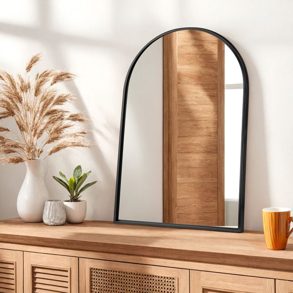 Black Arch Wall Mirror Bathroom Vanity Large Framed Mount Standing Hallway Bedroom Makeup Shower Decorative Shaving