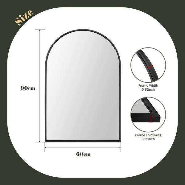 Black Arch Wall Mirror Bathroom Vanity Large Framed Mount Standing Hallway Bedroom Makeup Shower Decorative Shaving