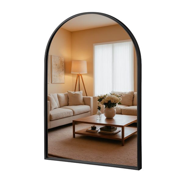 Black Arch Wall Mirror Bathroom Vanity Large Framed Mount Standing Hallway Bedroom Makeup Shower Decorative Shaving