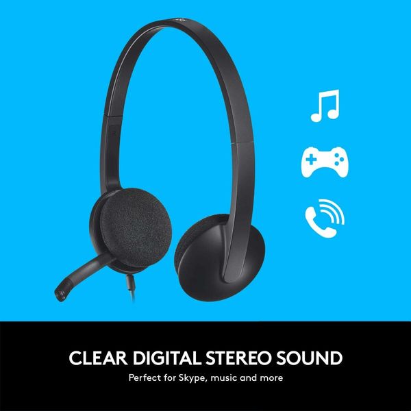 USB Headset H340 Stereo USB Headset for Windows and Mac in Black