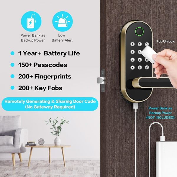 Smart Lock - Keypad Keyless Entry Door Lock - Biometric Fingerprint Smart Door Lock - Passcode Code Door Lock - Digital Door Lock - Door Knob - Door Lever - Deadbolt Alternatives