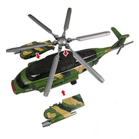 Airplane Helicopter Plane Toy for 3 4 5 6 7 8 Year Old Boys Girls Kids, Toys Helicopter with Light and Music Army Plane Toys