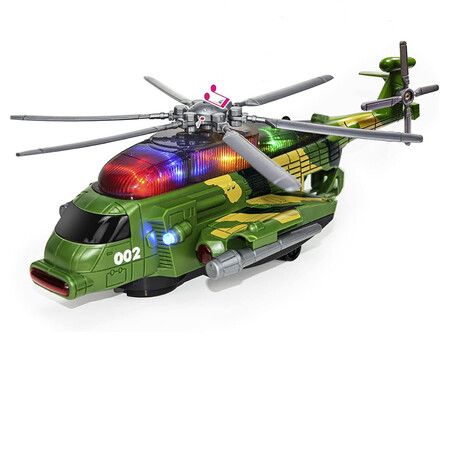 Airplane Helicopter Plane Toy for 3 4 5 6 7 8 Year Old Boys Girls Kids, Toys Helicopter with Light and Music Army Plane Toys