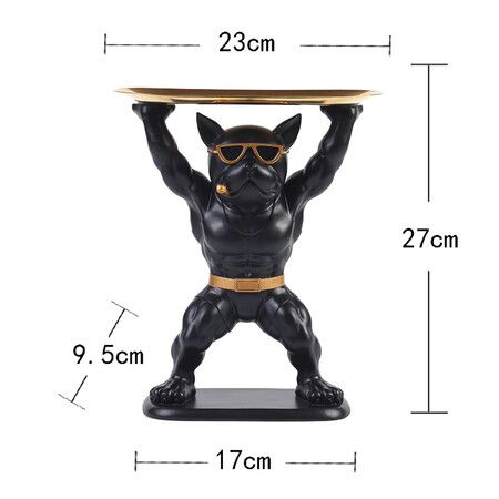 Resin Bulldog Statue Bulldog Storage Key Holder Candy Tray, Lifting Single Plate