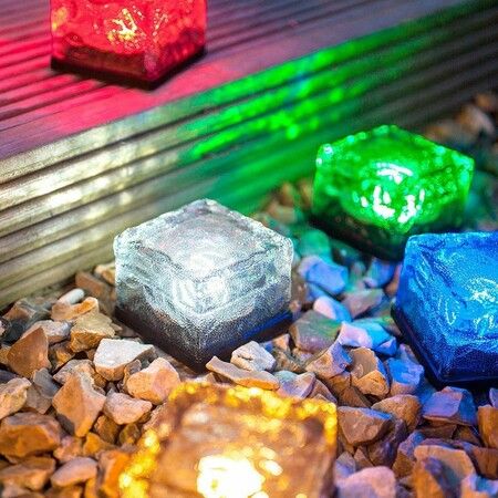 5pack Solar Brick Lights Ice Cube Light Outdoor Waterproof Paver Landscape  for Garden, Pathway, Driveway, Walkway Decor