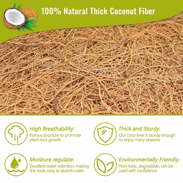 3 Pack 16 Inch Hanging Basket Coco Liners Replacement,100% Natural Round Coconut Coco Fiber Planter Basket Liners for Hanging Basket Flowers/Vegetables