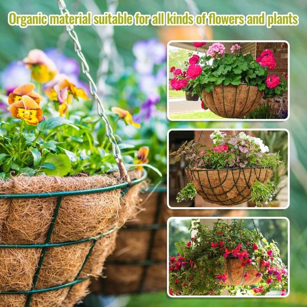 3 Pack 16 Inch Hanging Basket Coco Liners Replacement,100% Natural Round Coconut Coco Fiber Planter Basket Liners for Hanging Basket Flowers/Vegetables