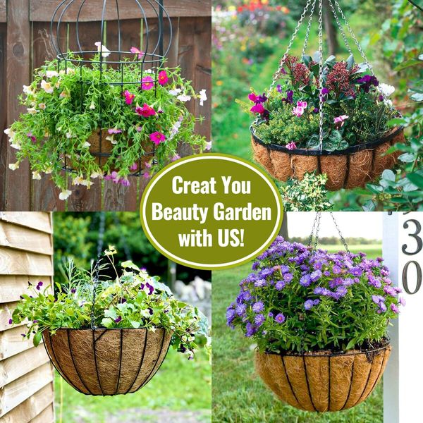 3 Pack 16 Inch Hanging Basket Coco Liners Replacement,100% Natural Round Coconut Coco Fiber Planter Basket Liners for Hanging Basket Flowers/Vegetables