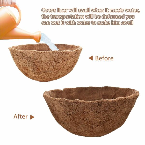 6 Pack 12 Inch Hanging Basket Coco Liners Replacement,100% Natural Round Coconut Coco Fiber Planter Basket Liners for Hanging Basket Flowers/Vegetables