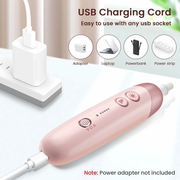 8 in 1 Electric Nail File Set, Cordless Pedicure Tools for feet, 5 Speeds Manicure Set, Toe Nail Grinder Kit for Thick Nails-Pink