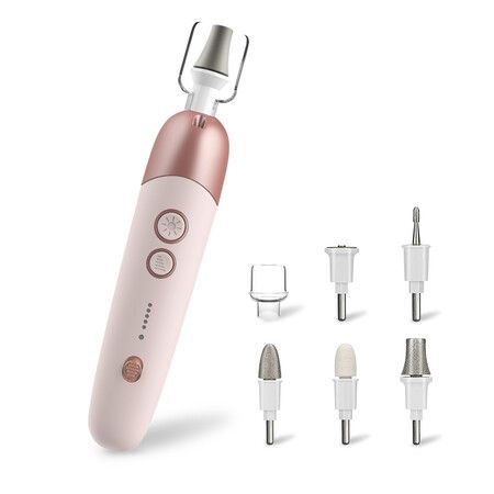 8 in 1 Electric Nail File Set, Cordless Pedicure Tools for feet, 5 Speeds Manicure Set, Toe Nail Grinder Kit for Thick Nails-Pink